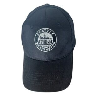 Seattle Washington EST 1853 Black Baseball Cap Hat Embroidered Logo‎